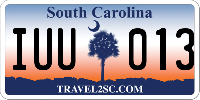 SC license plate IUU013