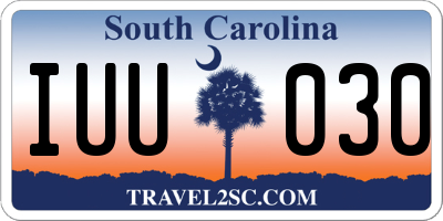SC license plate IUU030
