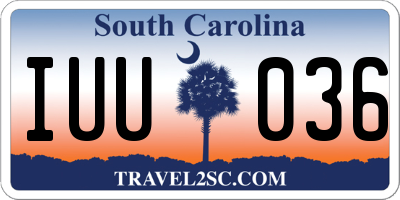 SC license plate IUU036