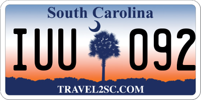 SC license plate IUU092