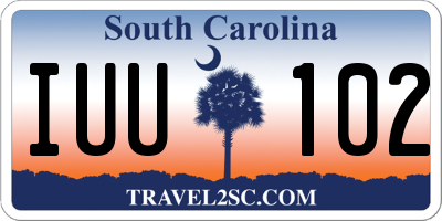 SC license plate IUU102