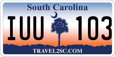 SC license plate IUU103