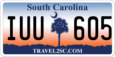 SC license plate IUU605