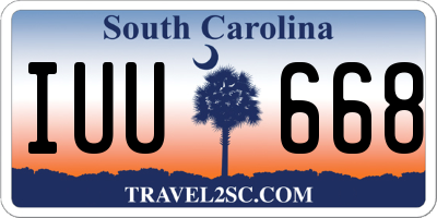 SC license plate IUU668