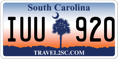 SC license plate IUU920