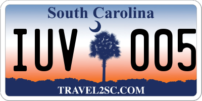 SC license plate IUV005