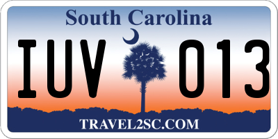 SC license plate IUV013