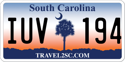 SC license plate IUV194