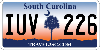 SC license plate IUV226