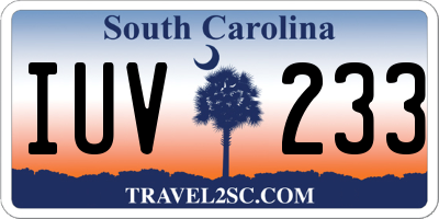 SC license plate IUV233