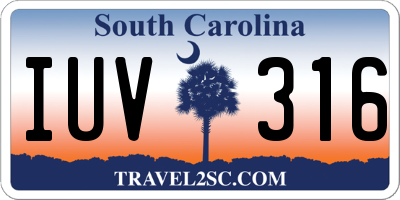 SC license plate IUV316