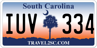 SC license plate IUV334