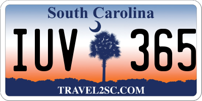 SC license plate IUV365