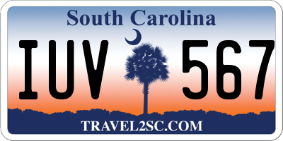 SC license plate IUV567