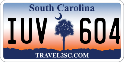 SC license plate IUV604