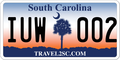 SC license plate IUW002