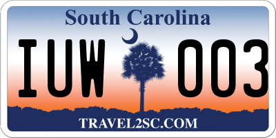 SC license plate IUW003