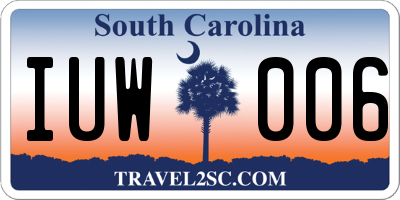 SC license plate IUW006