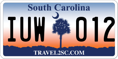 SC license plate IUW012