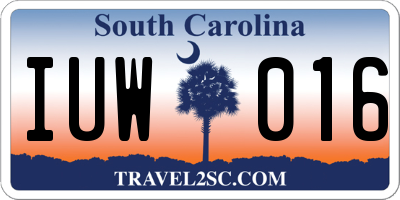 SC license plate IUW016