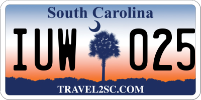 SC license plate IUW025