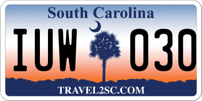 SC license plate IUW030