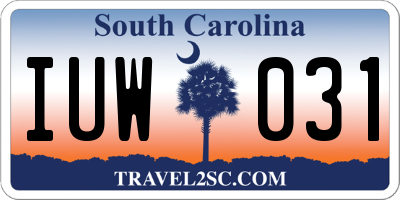 SC license plate IUW031