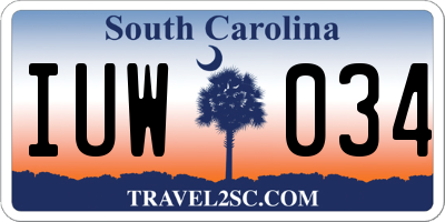 SC license plate IUW034