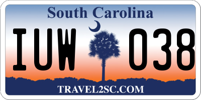 SC license plate IUW038