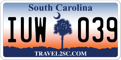 SC license plate IUW039