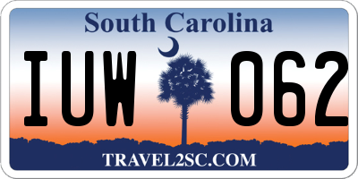SC license plate IUW062