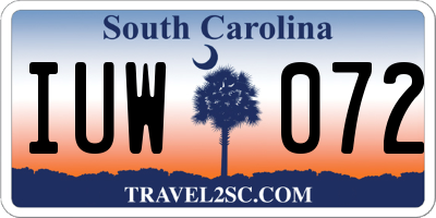 SC license plate IUW072