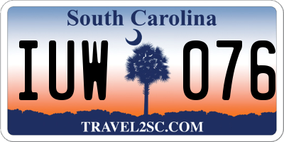 SC license plate IUW076