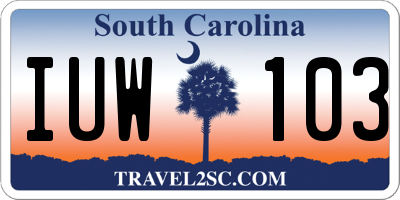 SC license plate IUW103