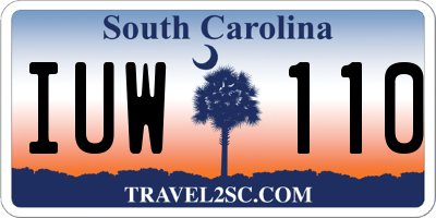 SC license plate IUW110