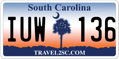 SC license plate IUW136