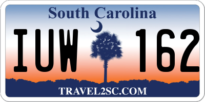 SC license plate IUW162