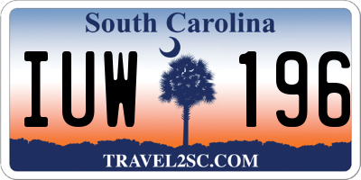 SC license plate IUW196