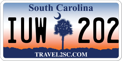 SC license plate IUW202