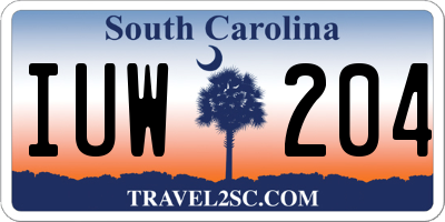 SC license plate IUW204