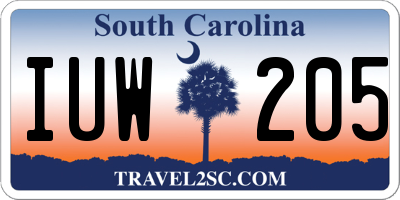SC license plate IUW205
