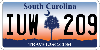 SC license plate IUW209