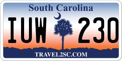 SC license plate IUW230