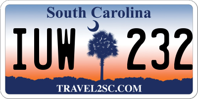 SC license plate IUW232