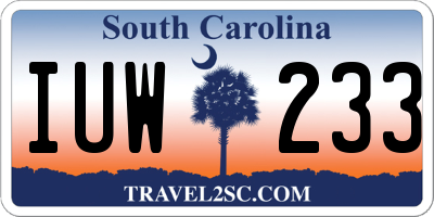 SC license plate IUW233