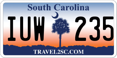 SC license plate IUW235