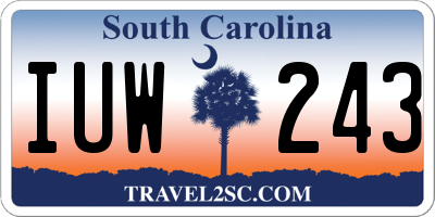 SC license plate IUW243