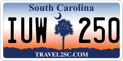 SC license plate IUW250