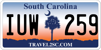 SC license plate IUW259