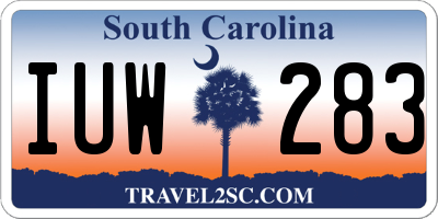 SC license plate IUW283